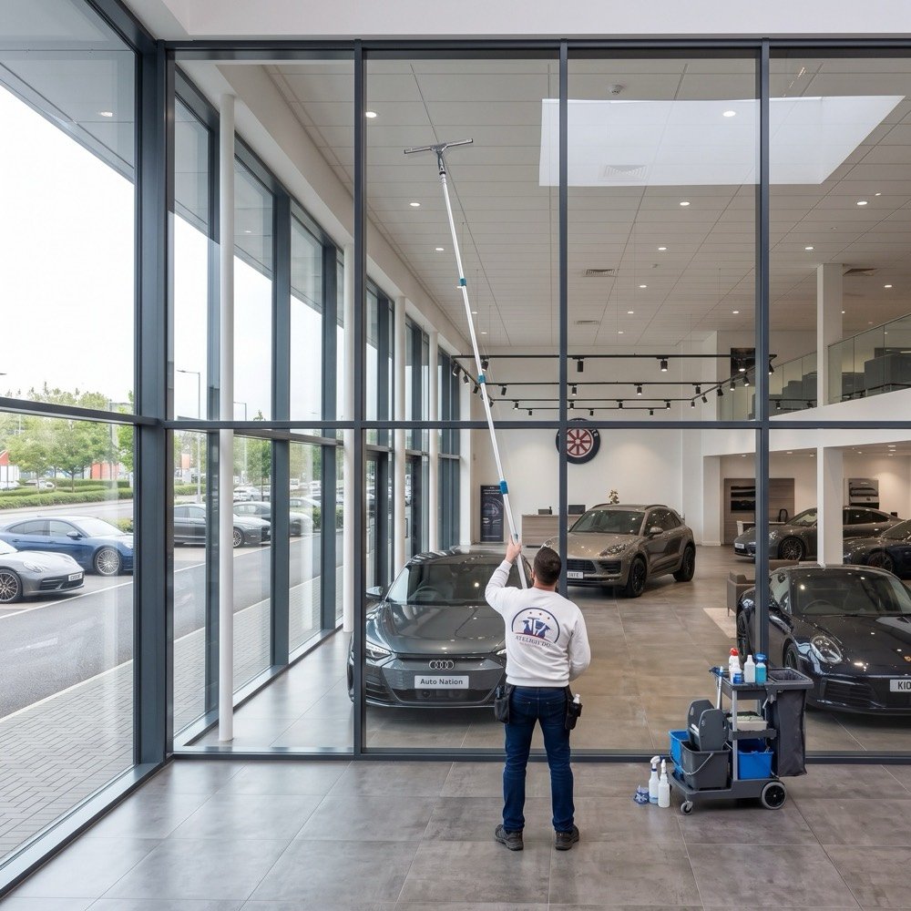 Nettoyage d'une vitrine de commerce